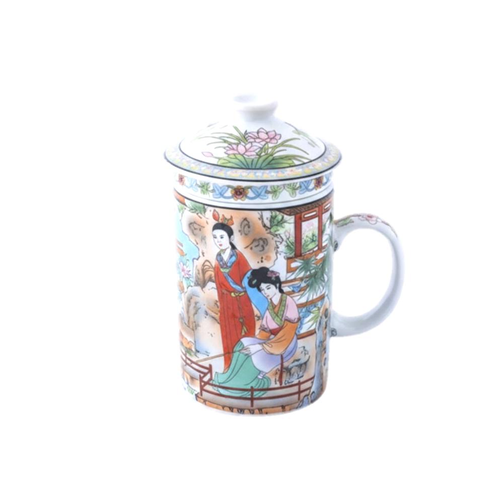 Chinese Porcelain Tea Infuser Mug with Lid - Style 14