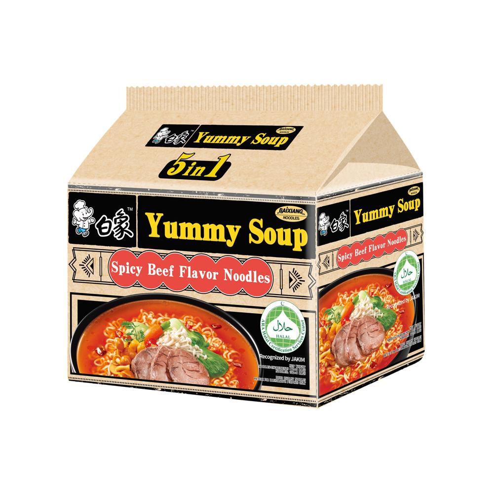 Baixiang Yummy Soup Instant Noodles (Spicy Beef) Multi-Pack 5x96g