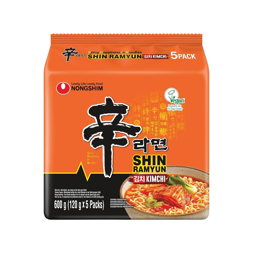 Nongshim Shin Ramyun Noodle Soup (Kimchi) Multi-Pack 5x120g