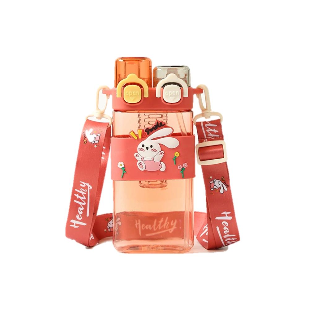 Kids Dual-Use Water Bottle with Straw and Infuser 600ml - Style 02