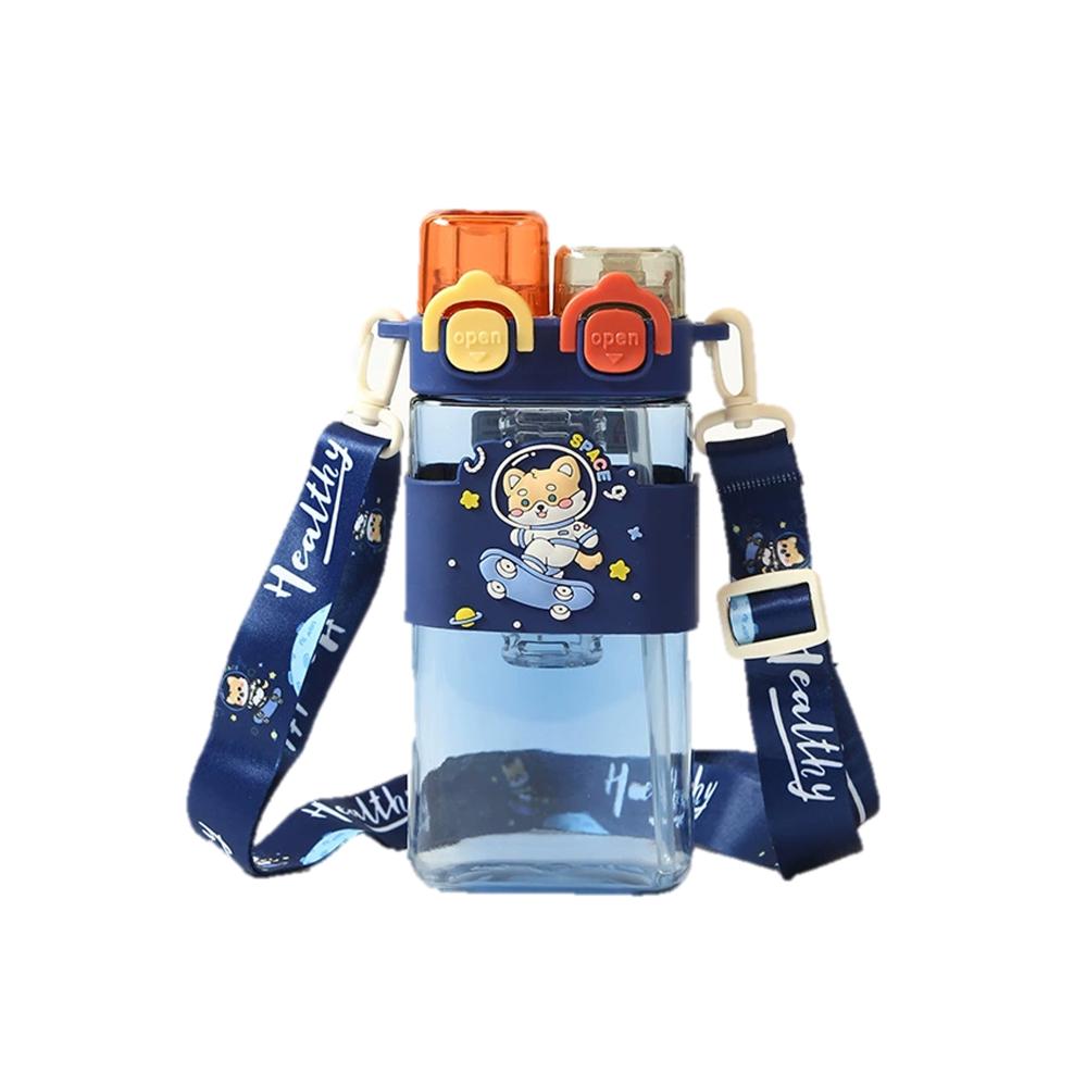 Kids Dual-Use Water Bottle with Straw and Infuser 600ml - Style 01