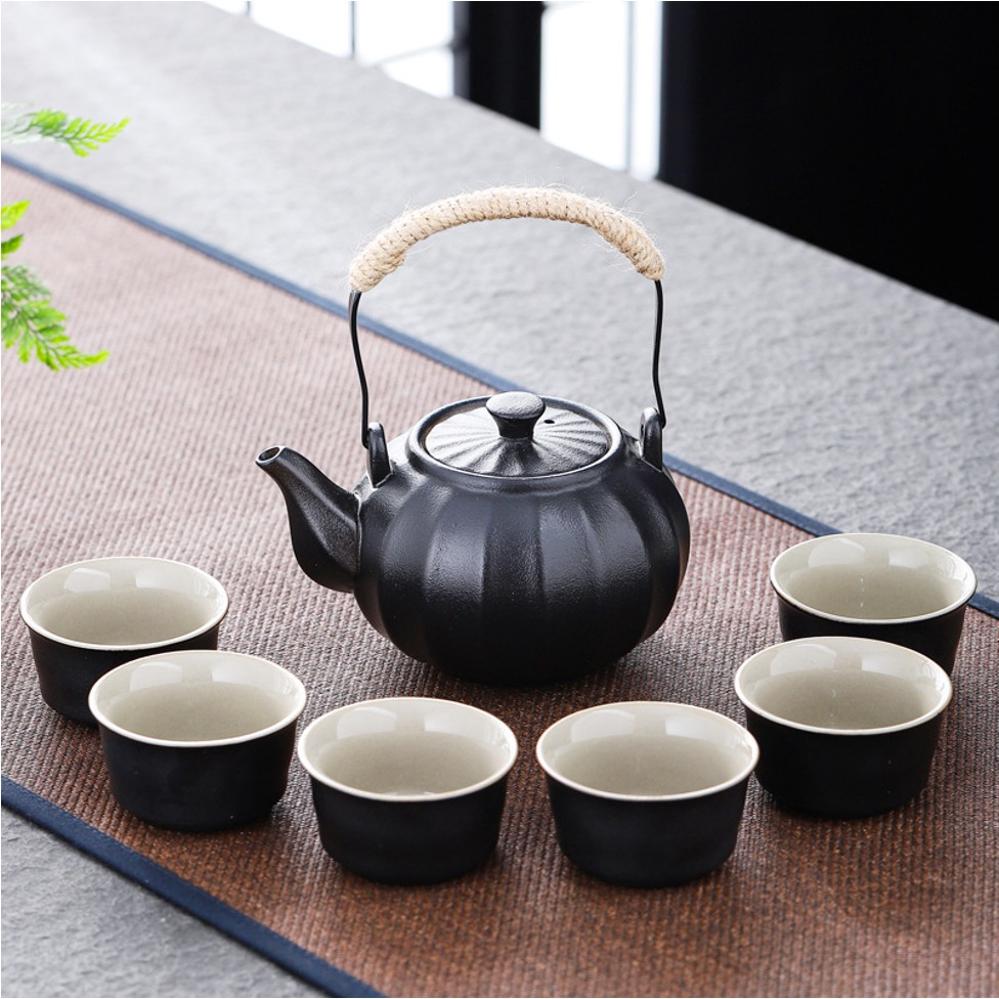 Retro Porcelain Tea Set (1 Teapot, 6 Cups) - Style 12