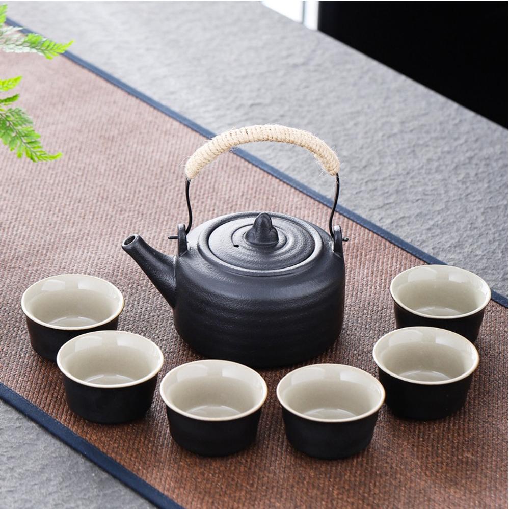 Retro Porcelain Tea Set (1 Teapot, 6 Cups) - Style 10