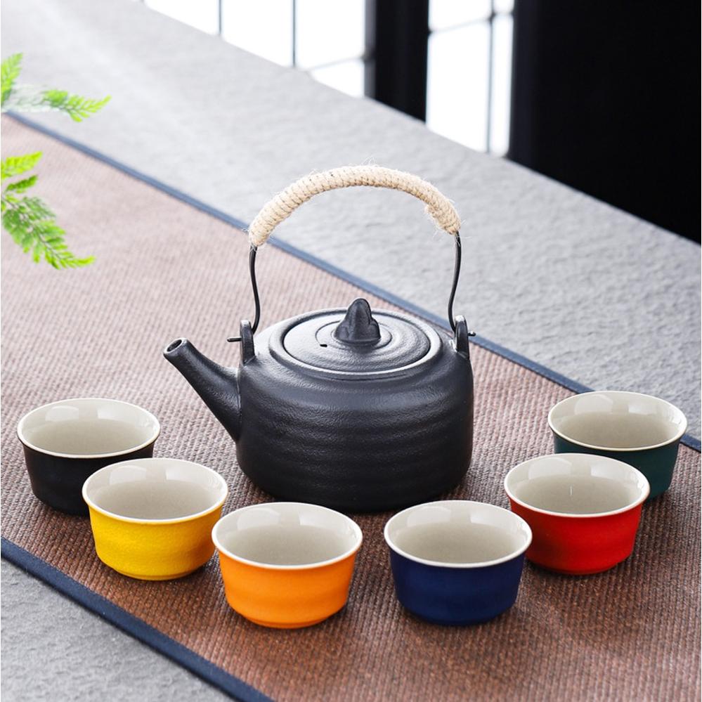 Retro Porcelain Tea Set (1 Teapot, 6 Cups) - Style 11