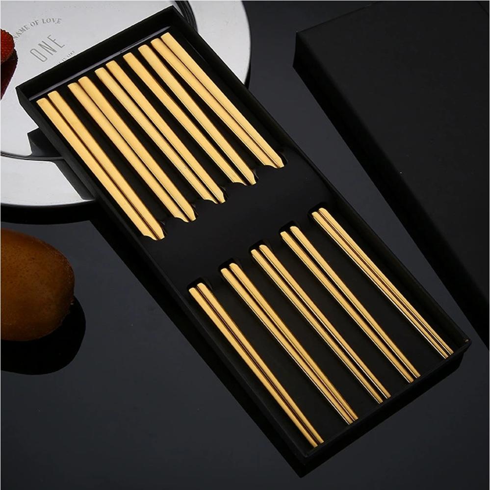 Stainless Steel Chopsticks 5-Pair Gift Set (23.5cm) - Style 01