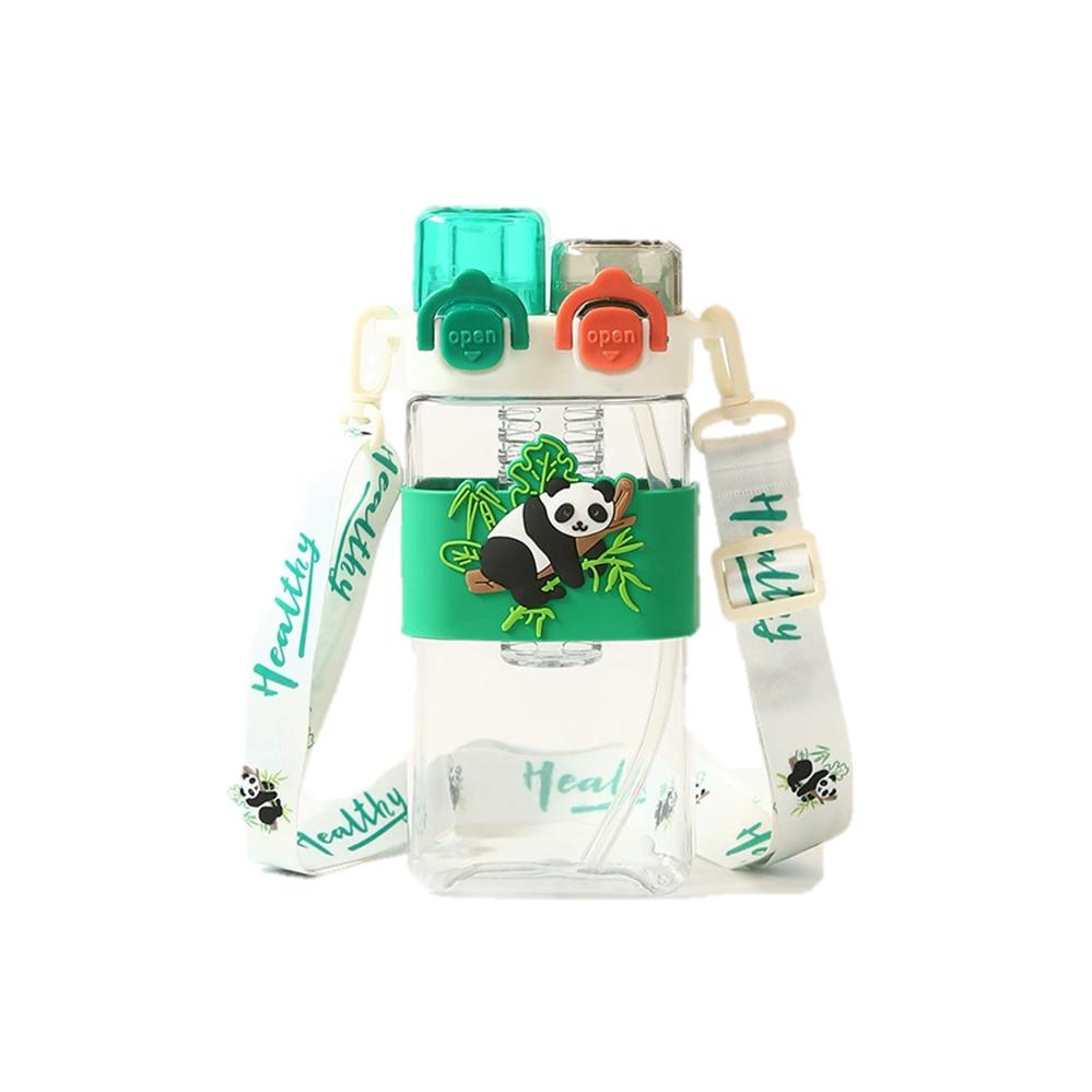 Kids Dual-Use Water Bottle with Straw and Infuser 600ml - Style 03