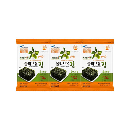 Haelove Seaweed Snack (Olive Oil) 3x4.5g