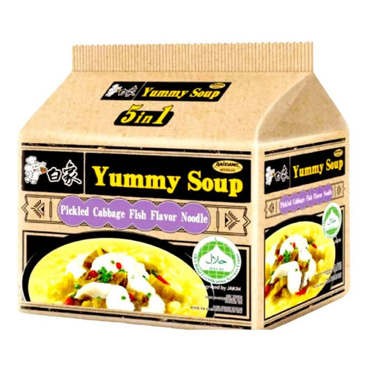 Baixiang Yummy Soup Instant Noodles (Pickled Cabbage Fish) Multi-Pack 5x118g