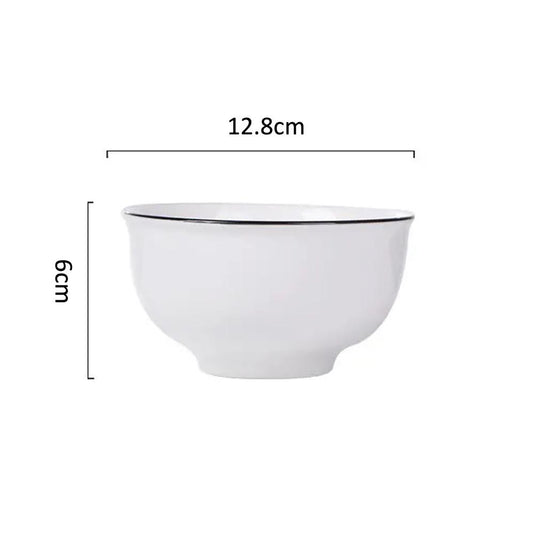 White Porcelain Bowl with Black Rim 5"