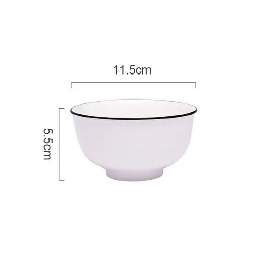 White Porcelain Bowl with Black Rim 4.5"