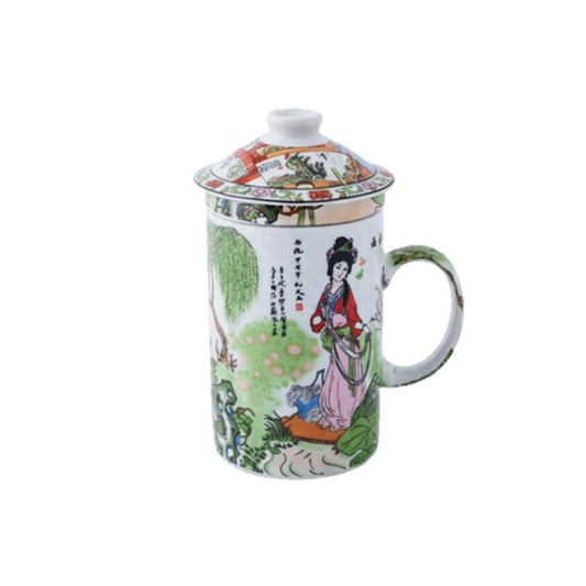 Chinese Porcelain Tea Infuser Mug with Lid - Style 15