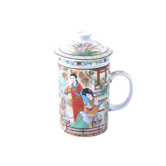 Chinese Porcelain Tea Infuser Mug with Lid - Style 14