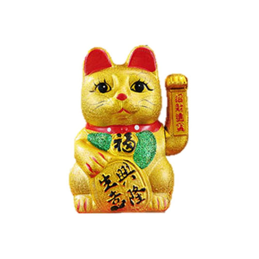 Ceramic Maneki-Neko Lucky Cat (Gold, 21cm)