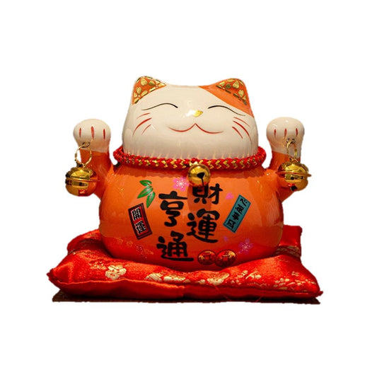 Ceramic Maneki-Neko Lucky Cat Coin Bank (11cm) - Style 07