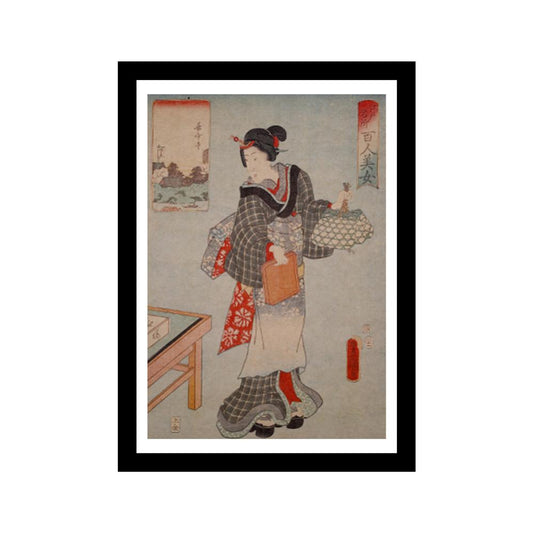 Retro Japanese Art Print with Frame (A4) - Style 03