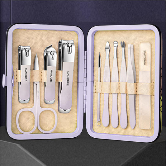 Stainless Steel Nail Clipper 10-Piece Set (Purple)