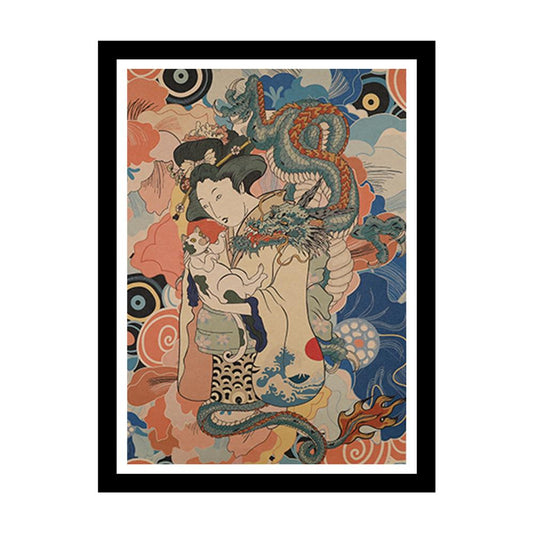 Retro Japanese Art Print with Frame (A3) - Style 03