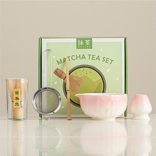 Matcha Tea Set (Bamboo Whisk, Tea Bowl, Scoop, Sifter, Whisk Stand) - Style 05