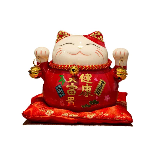 Ceramic Maneki-Neko Lucky Cat Coin Bank (11cm) - Style 09