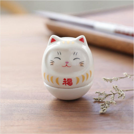 Ceramic Daruma Doll Cat Ornament 4.6cm - Style 04