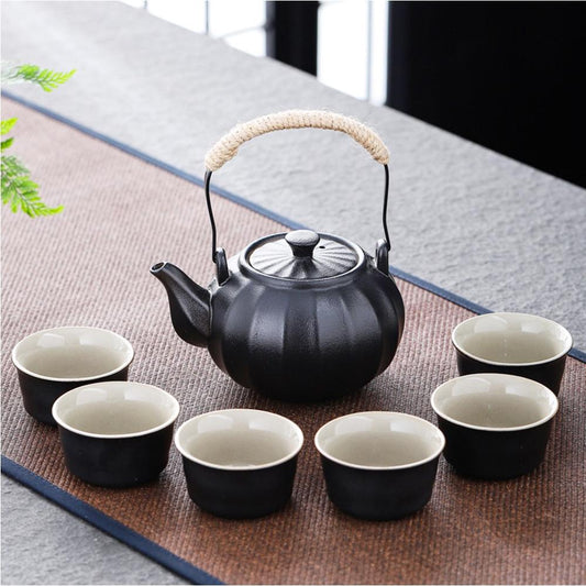 Retro Porcelain Tea Set (1 Teapot, 6 Cups) - Style 12