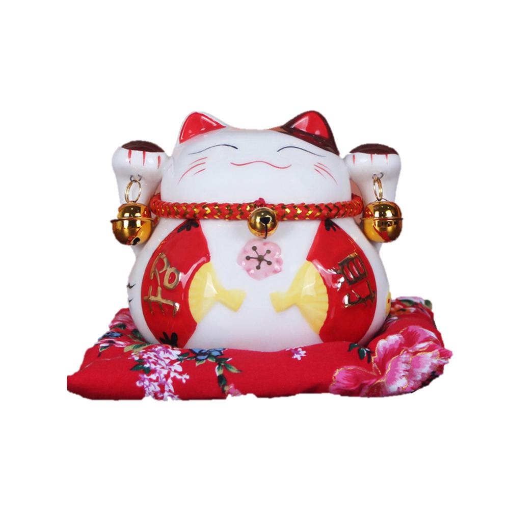 Ceramic Maneki-Neko Lucky Cat Coin Bank (11cm) - Style 01