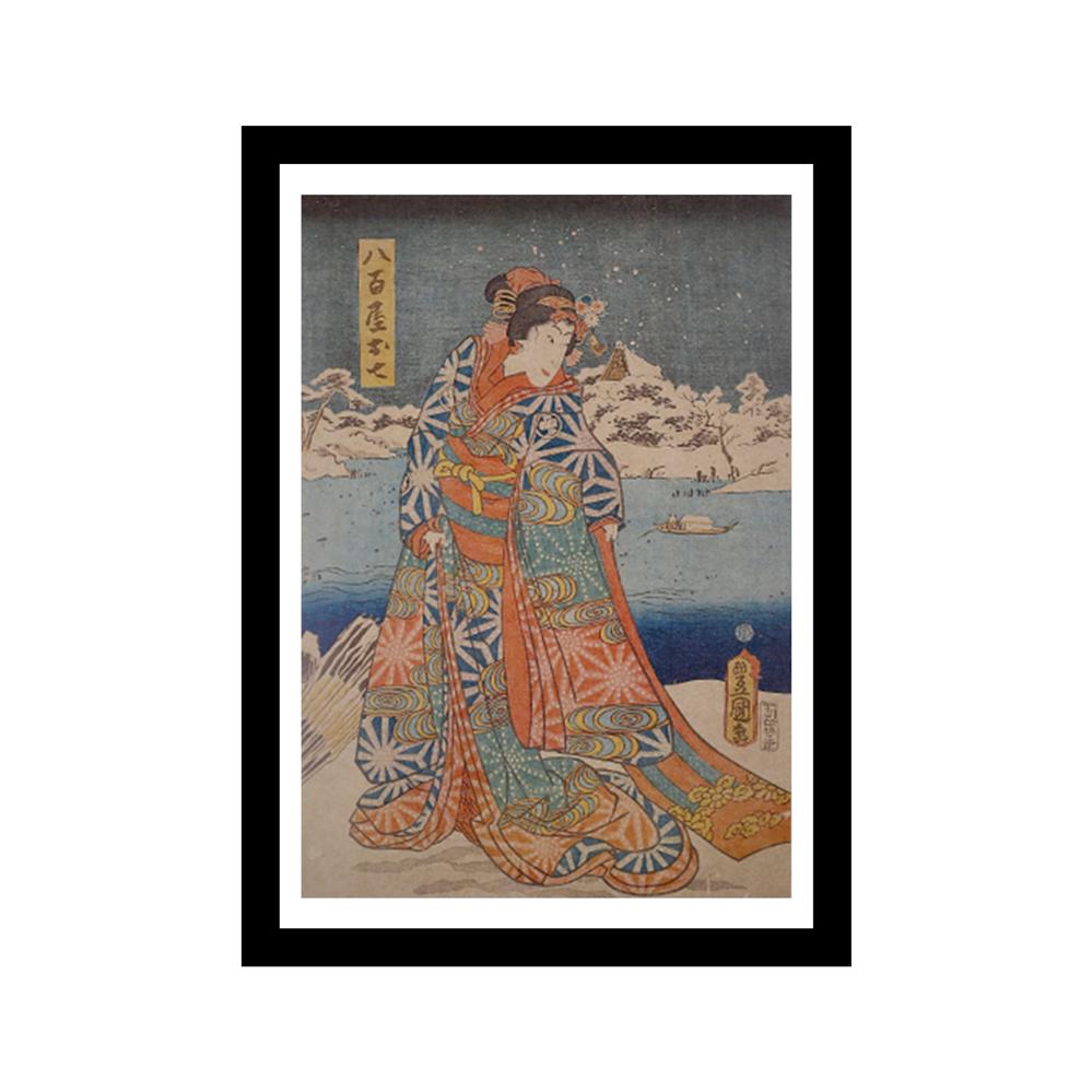 Retro Japanese Art Print with Frame (A4) - Style 05