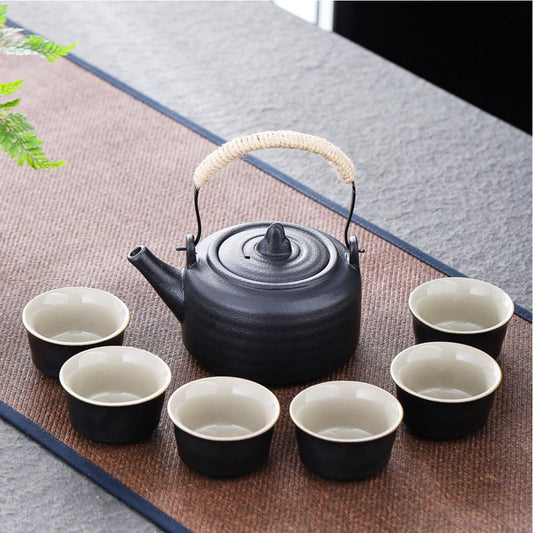 Retro Porcelain Tea Set (1 Teapot, 6 Cups) - Style 10