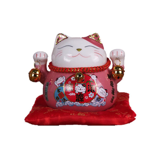 Ceramic Maneki-Neko Lucky Cat Coin Bank (11cm) - Style 08