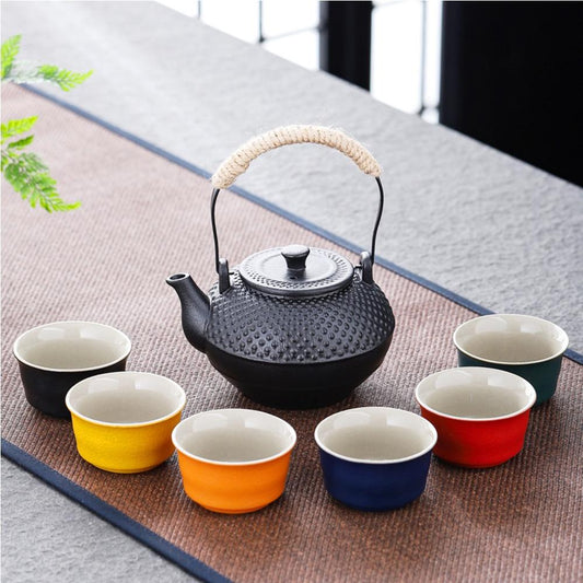 Retro Porcelain Tea Set (1 Teapot, 6 Cups) - Style 09