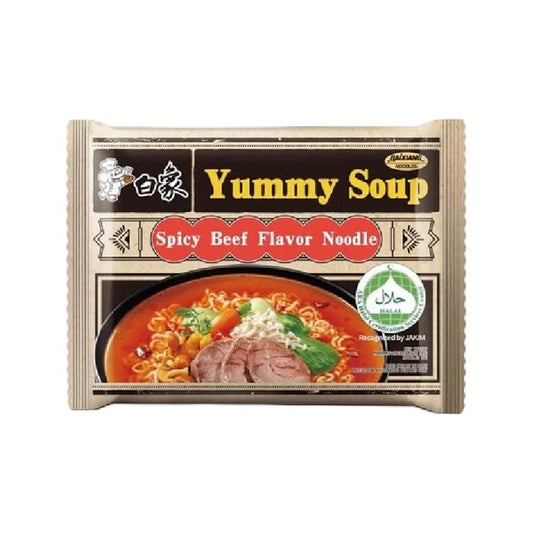 Baixiang Yummy Soup Instant Noodles (Spicy Beef) 96g