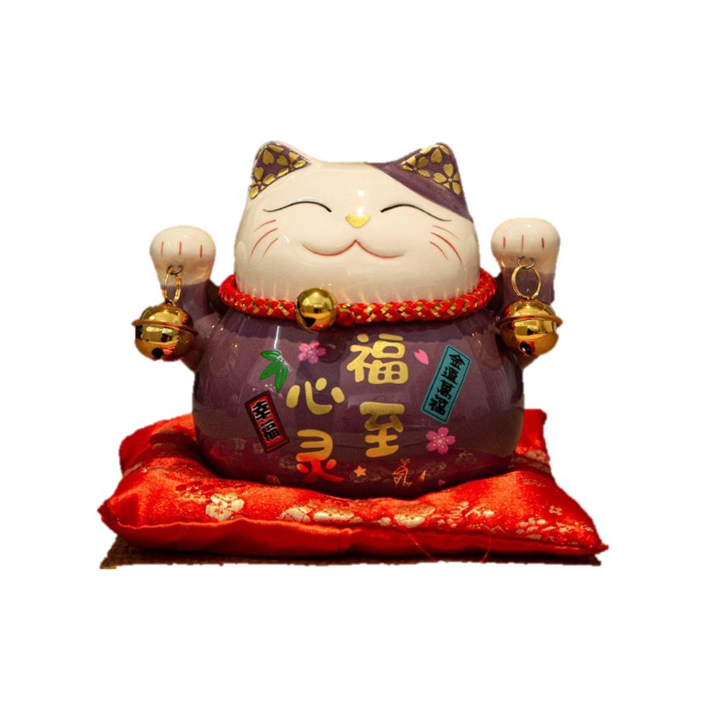 Ceramic Maneki-Neko Lucky Cat Coin Bank (11cm) - Style 11