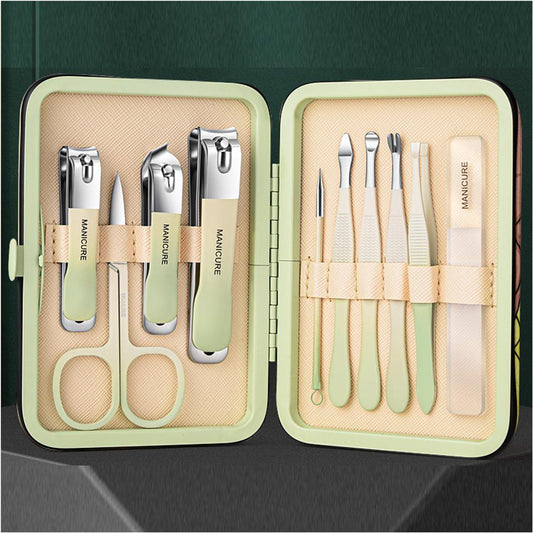 Stainless Steel Nail Clipper 10-Piece Set (Green)