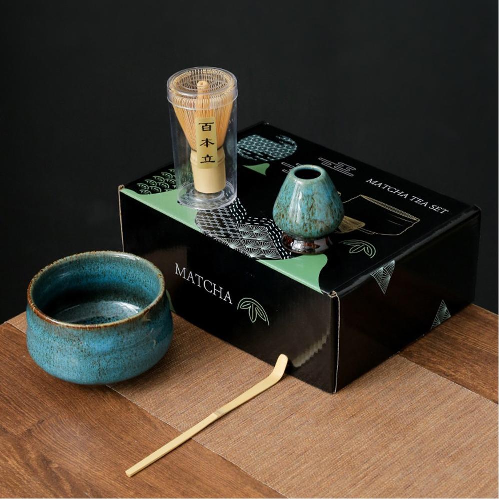 Retro Matcha Tea Set (Bamboo Whisk, Tea Bowl, Scoop, Whisk Stand) - Style 03