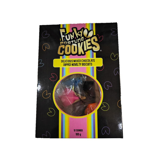 Funky Fortune Cookies Mixed Chocolate Dipped Novelty Biscuits 100g