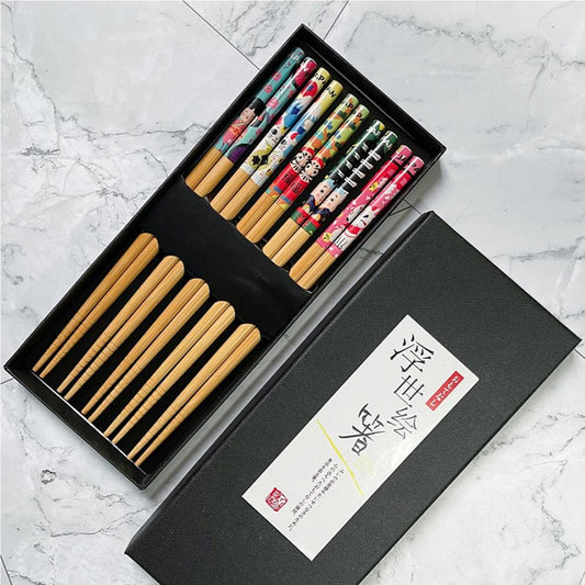 Bamboo Chopsticks 5-Pair Gift Set (22.5cm) - Style 06
