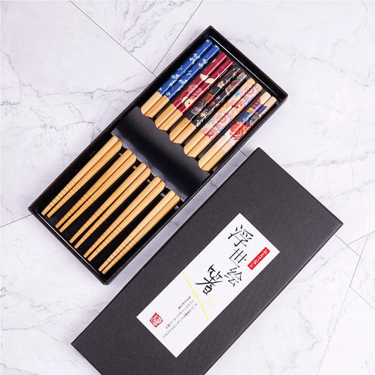 Bamboo Chopsticks 5-Pair Gift Set (22.5cm) - Style 05
