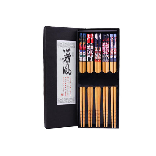 Bamboo Chopsticks 5-Pair Gift Set (22.5cm) - Style 01
