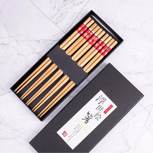 Bamboo Chopsticks 5-Pair Gift Set (22.5cm) - Style 04