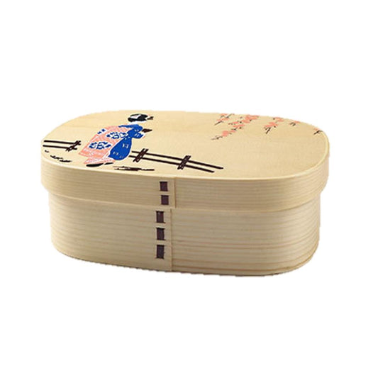 Wooden Single-Tier Bento Lunch Box (Maiko)