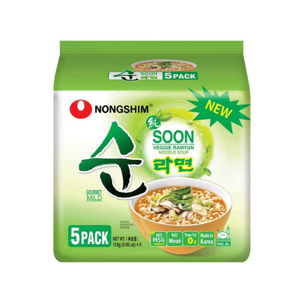 Nongshim Soon Veggie Ramyun Noodle Soup Multi-Pack 5x112g – HelloAsia!